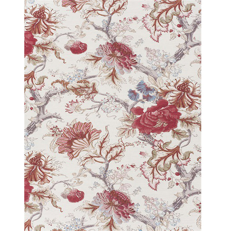 Vintage Floral Pattern Rug Red Polyester Rug Machine Washable Non-Slip Rug for the Living Room