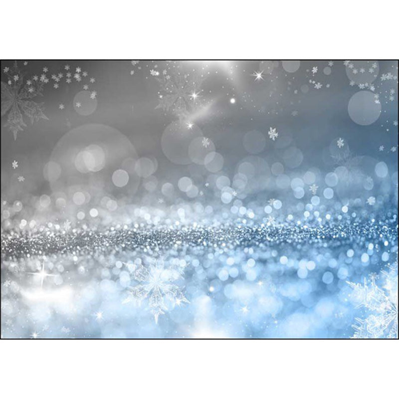 Blue and Gray Bedroom Rug Modern Stars Snowflake Pattern Rug Polyester Pet-Friendly Rug