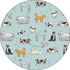 Unique Children Rug in Green Animals Dog Bone Print Pattern Rug Polyester Machine Washable Carpet for Children's Room
