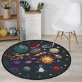 Children's room carpet in black space alien planet rocket print carpet polyester machine washable area rug