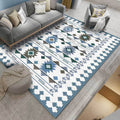 Southwest geometric printed carpet blue and brown polyester rug machine washable non-slip doormat for living room