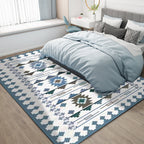 Southwest geometric printed carpet blue and brown polyester rug machine washable non-slip doormat for living room