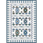 Southwest geometric printed carpet blue and brown polyester rug machine washable non-slip doormat for living room