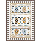 Southwest geometric printed carpet blue and brown polyester rug machine washable non-slip doormat for living room