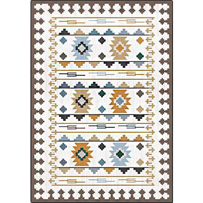 Southwest geometric printed carpet blue and brown polyester rug machine washable non-slip doormat for living room