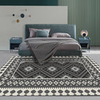 American Tribal Print Rug Gray and Brown Polyester Rug Machine Washable Non-Slip Area Rug for the Living Room