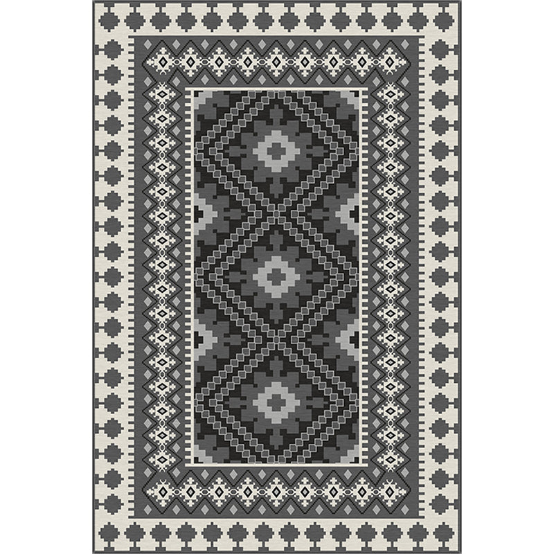 American Tribal Print Rug Gray and Brown Polyester Rug Machine Washable Non-Slip Area Rug for the Living Room