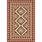 American Tribal Print Rug Gray and Brown Polyester Rug Machine Washable Non-Slip Area Rug for the Living Room