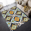 Yellow and black Persian carpet polyester checked pattern washable carpet non-slip backing carpet for living room