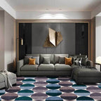 Blue and gray modern rug polyester geometric pattern rug washable non-slip backing rug for the living room