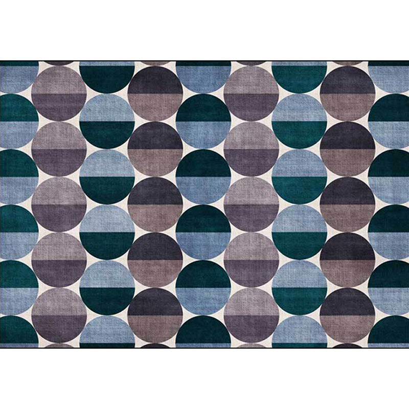 Blue and gray modern rug polyester geometric pattern rug washable non-slip backing rug for the living room