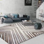 Gray contemporary rug polyester striped pattern rug washable non-slip backing rug for the living room