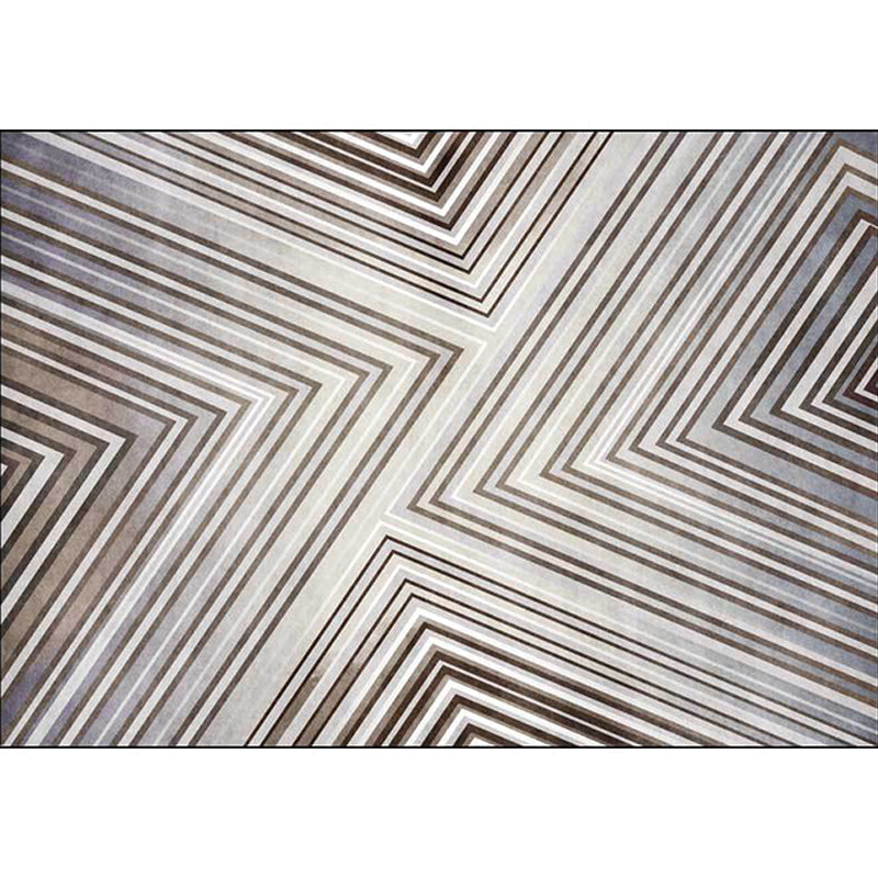 Gray contemporary rug polyester striped pattern rug washable non-slip backing rug for the living room