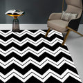 Black and white novelty rug polyester chevron pattern rug washable non-slip backing rug for living room