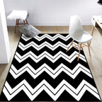 Black and white novelty rug polyester chevron pattern rug washable non-slip backing rug for living room