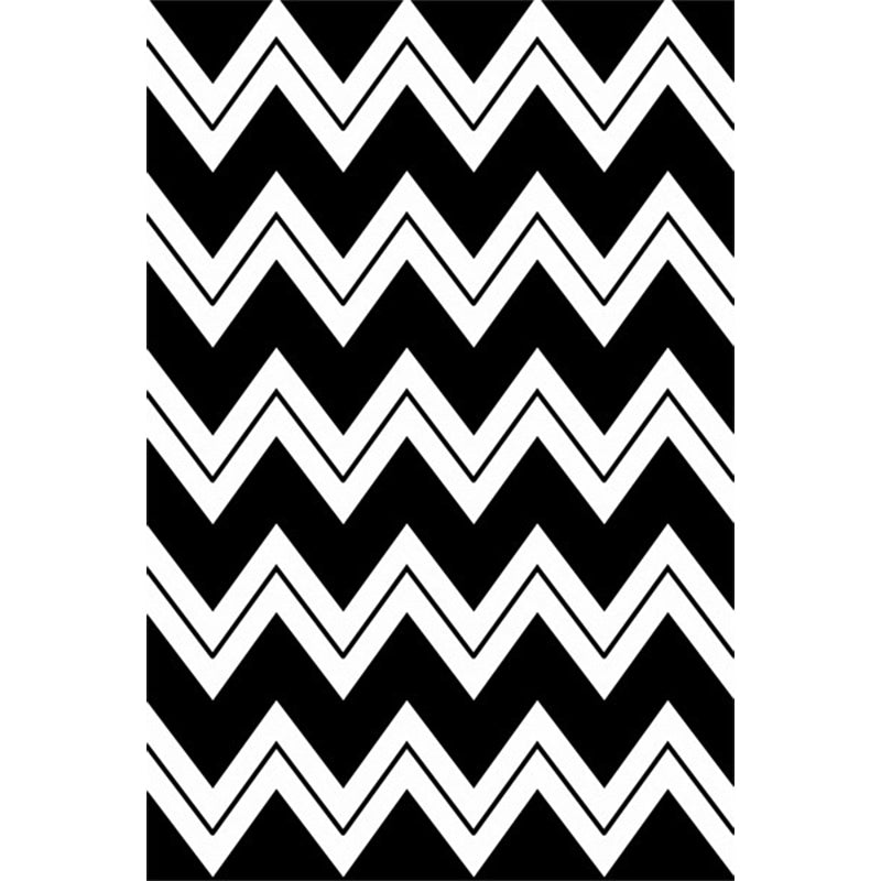 Black and white novelty rug polyester chevron pattern rug washable non-slip backing rug for living room