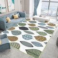 Stylish leaf pattern rug white multicolored Northern European rug polyester washable non-slip back rug for the living room