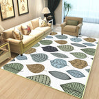 Stylish leaf pattern rug white multicolored Northern European rug polyester washable non-slip back rug for the living room