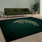 Modern Cheetah Pattern Rug Dark Green Polyester Rug Machine Washable Non-Slip Rug for the Bedroom