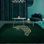 Modern Cheetah Pattern Rug Dark Green Polyester Rug Machine Washable Non-Slip Rug for the Bedroom