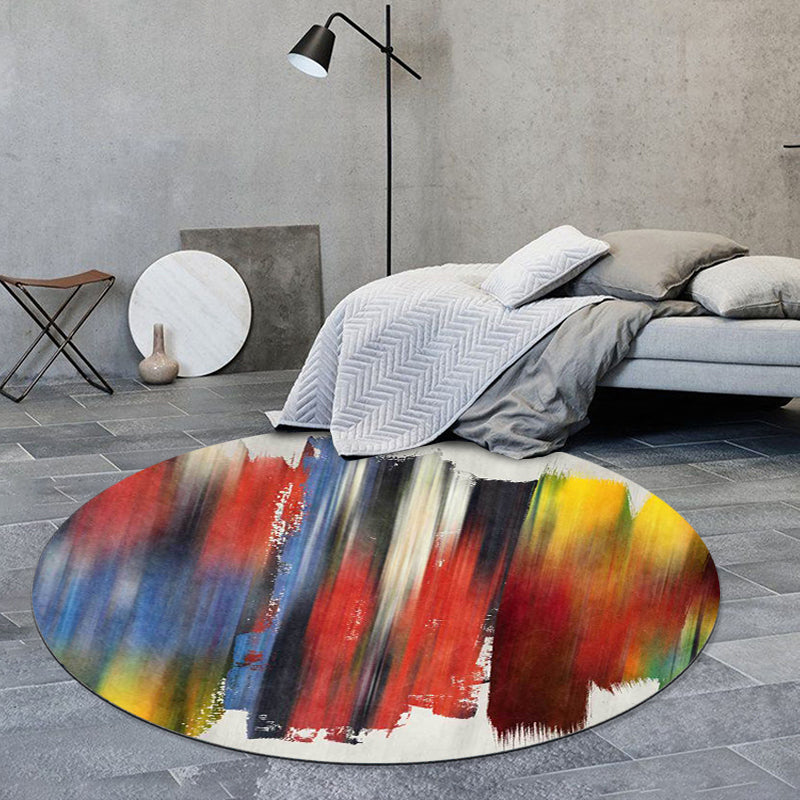 Stylish brush stroke pattern rug red multi-colored Nordic rug polyester washable non-slip backing rug for the living room