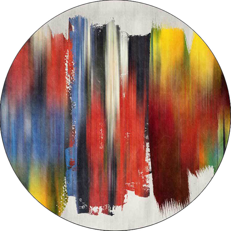 Stylish brush stroke pattern rug red multi-colored Nordic rug polyester washable non-slip backing rug for the living room