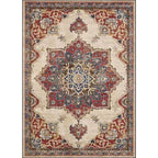 Vintage Medallion Pattern Rug Brown Polyester Rug Machine Washable Non-Slip Rug for the Living Room