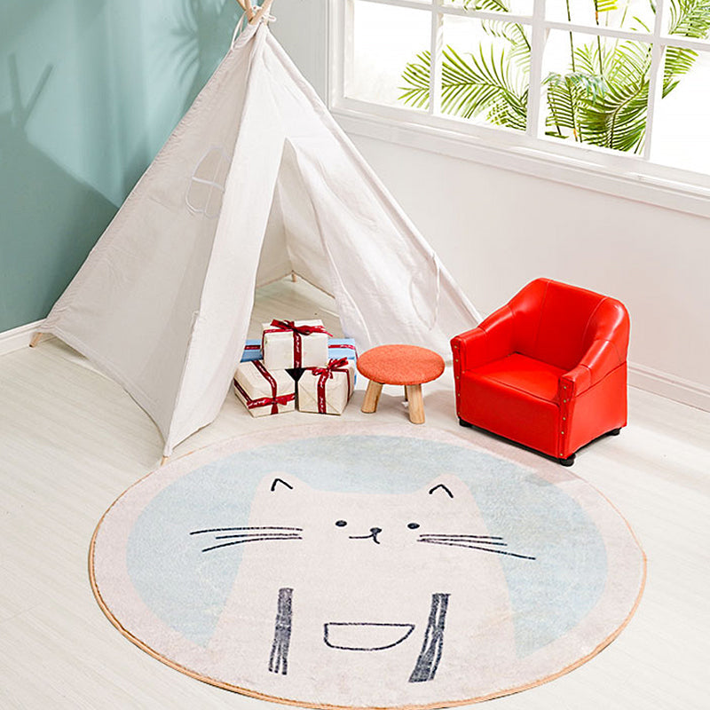 Children's mats with cat pattern Light Blue Polyester rug Washable Non-slip mat Rug for living room decoration