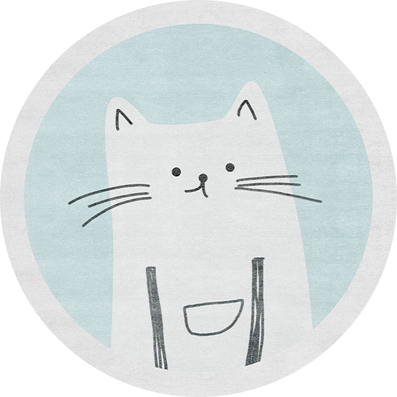 Children's mats with cat pattern Light Blue Polyester rug Washable Non-slip mat Rug for living room decoration