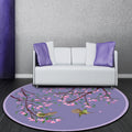 Purple Oriental Carpet Polyester Flower and Bird Motif Carpet Washable With Non-Slip Back Carpet for Bedroom