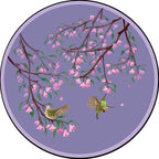 Purple Oriental Carpet Polyester Flower and Bird Motif Carpet Washable With Non-Slip Back Carpet for Bedroom