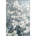 Traditional floral pattern rug white and gray oriental rug polyester washable non-slip backing rug for living room