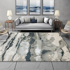 Gray Oriental Carpet Polyester Ink Wash Painting Pattern Carpet Washable Non-Slip Base Carpet for Living Room