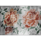 Gray and Red Eastern Carpet Polyester Flower and Leaf Pattern Carpet Washable Non-Slip Rug for Bedroom