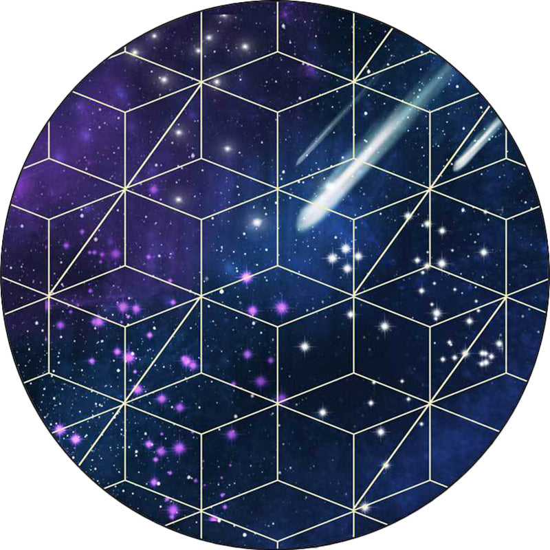 New Arrivals Modern Rug in Blue Outer Space Galaxy Geometric Pattern Rug Polyester Washable Rug for Home Decor