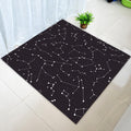 Modern living room rug in black with print of the outer space constellation pattern rug polyester washable rug for the area