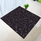 Modern living room rug in black with print of the outer space constellation pattern rug polyester washable rug for the area