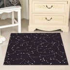Modern living room rug in black with print of the outer space constellation pattern rug polyester washable rug for the area