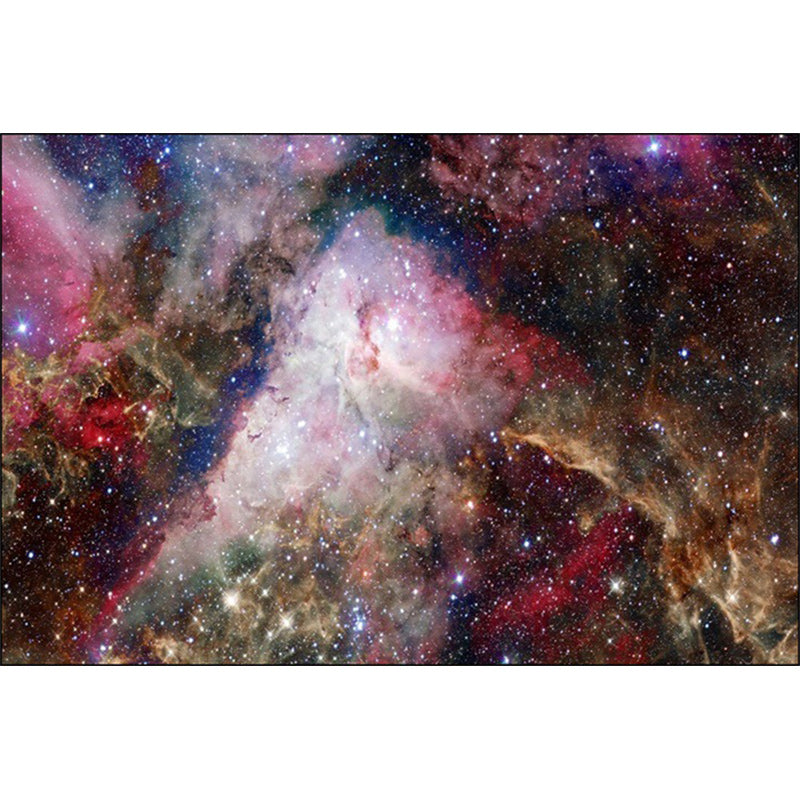 Pink and Brown Bedroom Rug Modern Space Nebula Pattern Rug Polyester Pet-Friendly Rug