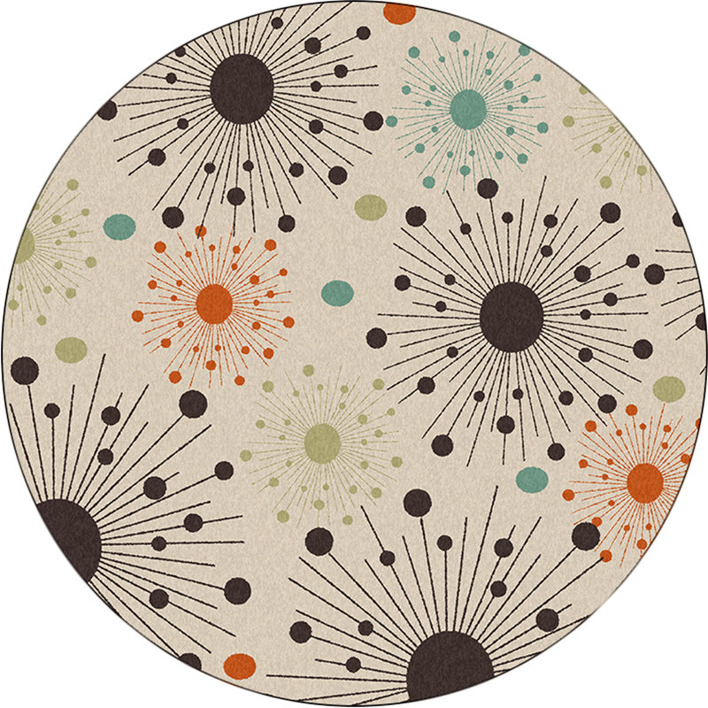 Modern living room rug in ivory with dots and lines pattern rug polyester stain-resistant area rug