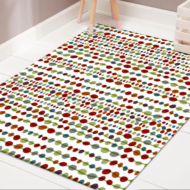Scandinavian modern rug with white polka dot stripe pattern rug polyester 
Washable rug for home decor