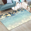 Modern living room rug in blue glitter print rug polyester machine washable pet-friendly rug