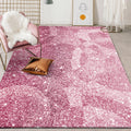 Pink Bedroom Carpet Modern Sparkling Pattern Carpet Polyester Pet-Friendly Stain-Resistant Carpet