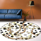 Modern living room rug in white strap chain dots print rug polyester stain-resistant area rug