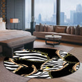 Modern living room rug in black zebra stripe belt chain print rug polyester washable non-slip rug