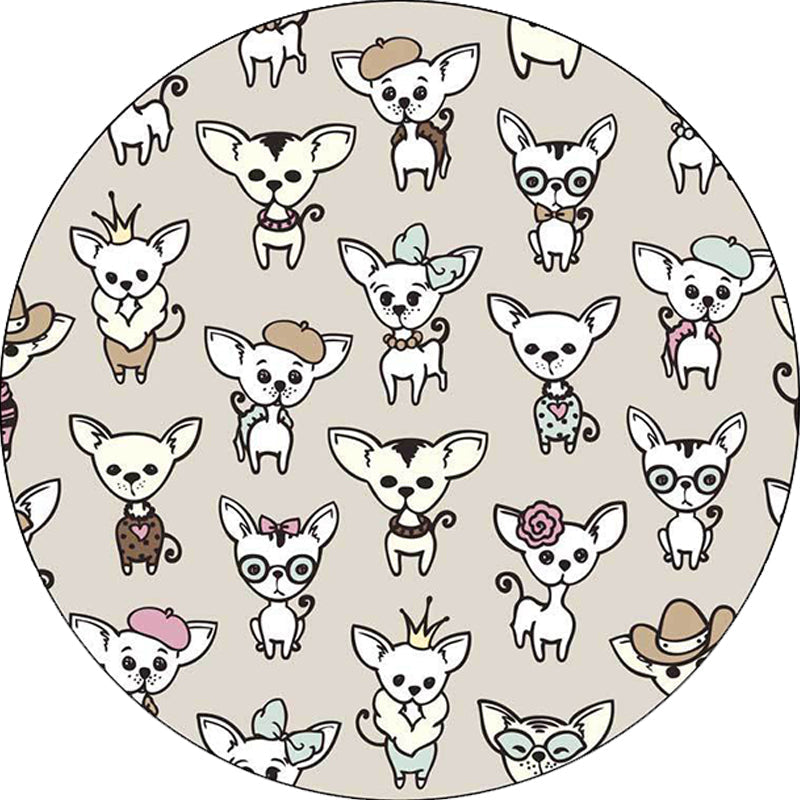 Casual Kids Rug in Brown Animal Dog Pattern Rug Polyester Machine Washable Non-Slip Rug for the Children's Room