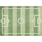 Kids' Bedroom Rug in Green Sports Football Field Print Rug Polyester Non-Slip Back Washable Rug