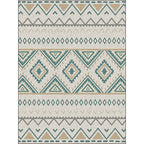Americana Geometric Print Rug Green Polyester Rug Machine Washable Non-Slip Rug for Living Room
