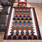 Vintage Tribal Pattern Carpet White and Purple Traditional Carpet Polyester Washable Non-Slip Back Carpet for Bedroom