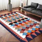 Vintage Tribal Pattern Carpet White and Purple Traditional Carpet Polyester Washable Non-Slip Back Carpet for Bedroom